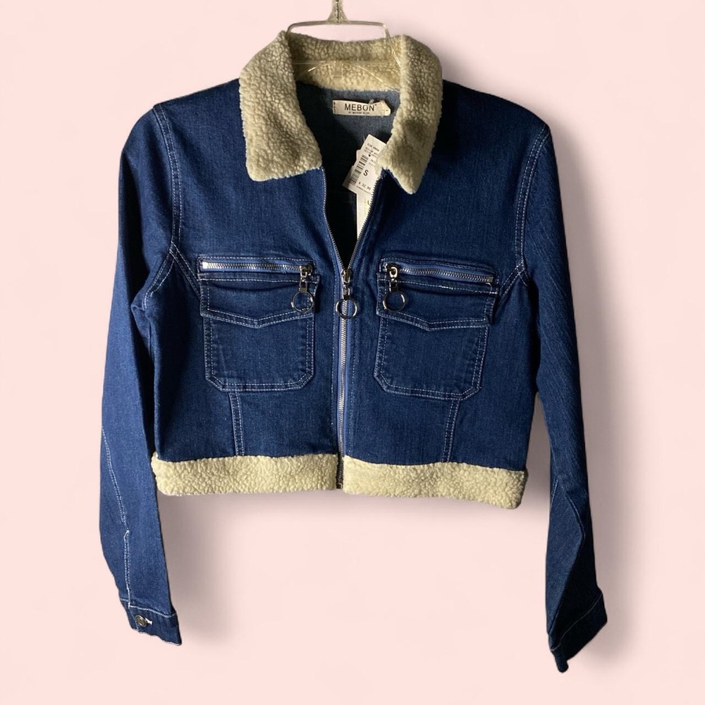 Blue Denim Jacket with Cream Accents